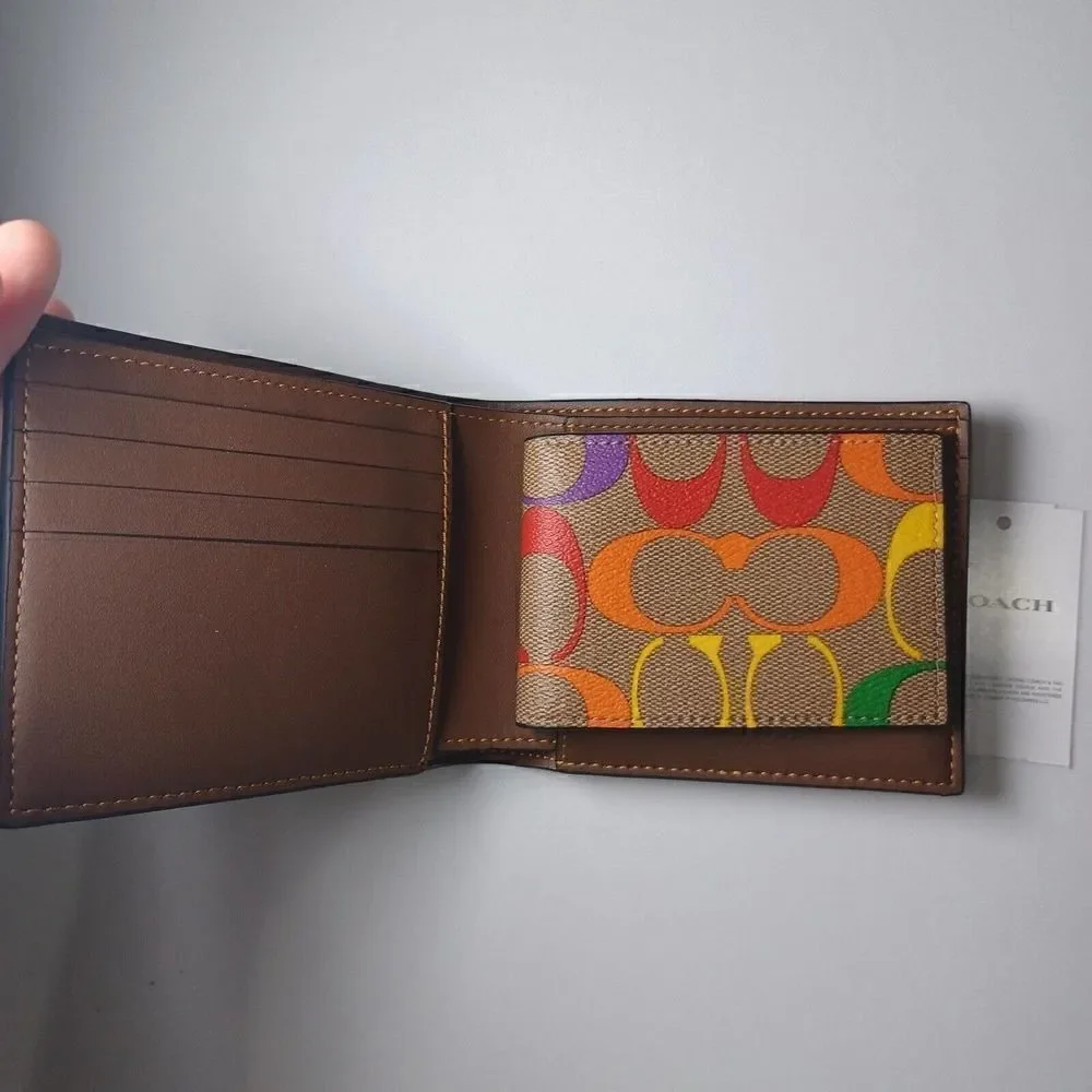 NWT COACH C9863 3-IN-1 WALLET RAINBOW SIGNATURE:NWT RAINBOW PRIDE